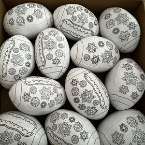 Decorative White Footballs with Black Patterns